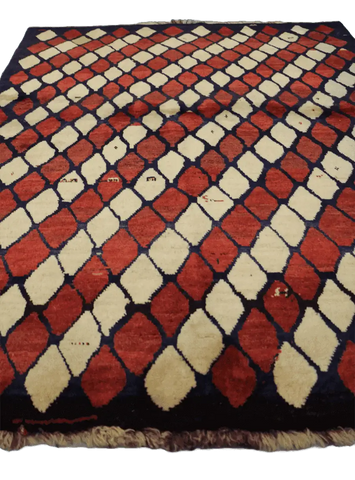 190 x 140 cm Gabbeh Tribal Wool Rug Hand-Knotted Red Beige - Rugoutlet