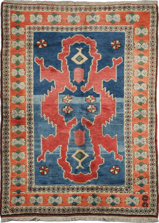 Turkish Karz Tribal Wool Rug 215 x 140 cm (7.05 x 4.59 ft)