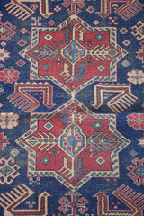 200 x 153 cm Old Kazak Wool Rug Hand-Knotted Blue Colour - Rugoutlet