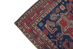 200 x 153 cm Old Kazak Wool Rug Hand-Knotted Blue Colour - Rugoutlet