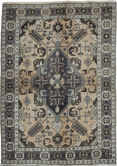 138x196 cm Old Tabriz Antique Wool handmade rug cream-7041 - Rugoutlet