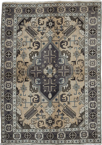 138x196 cm Old Tabriz Antique Wool handmade rug cream-7041 - Rugoutlet