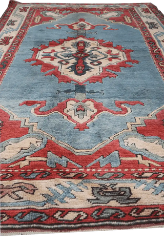 128 x 212 cm Turkish Karz Tribal Wool Rugs Handcrafted Grey Red - Rugoutlet