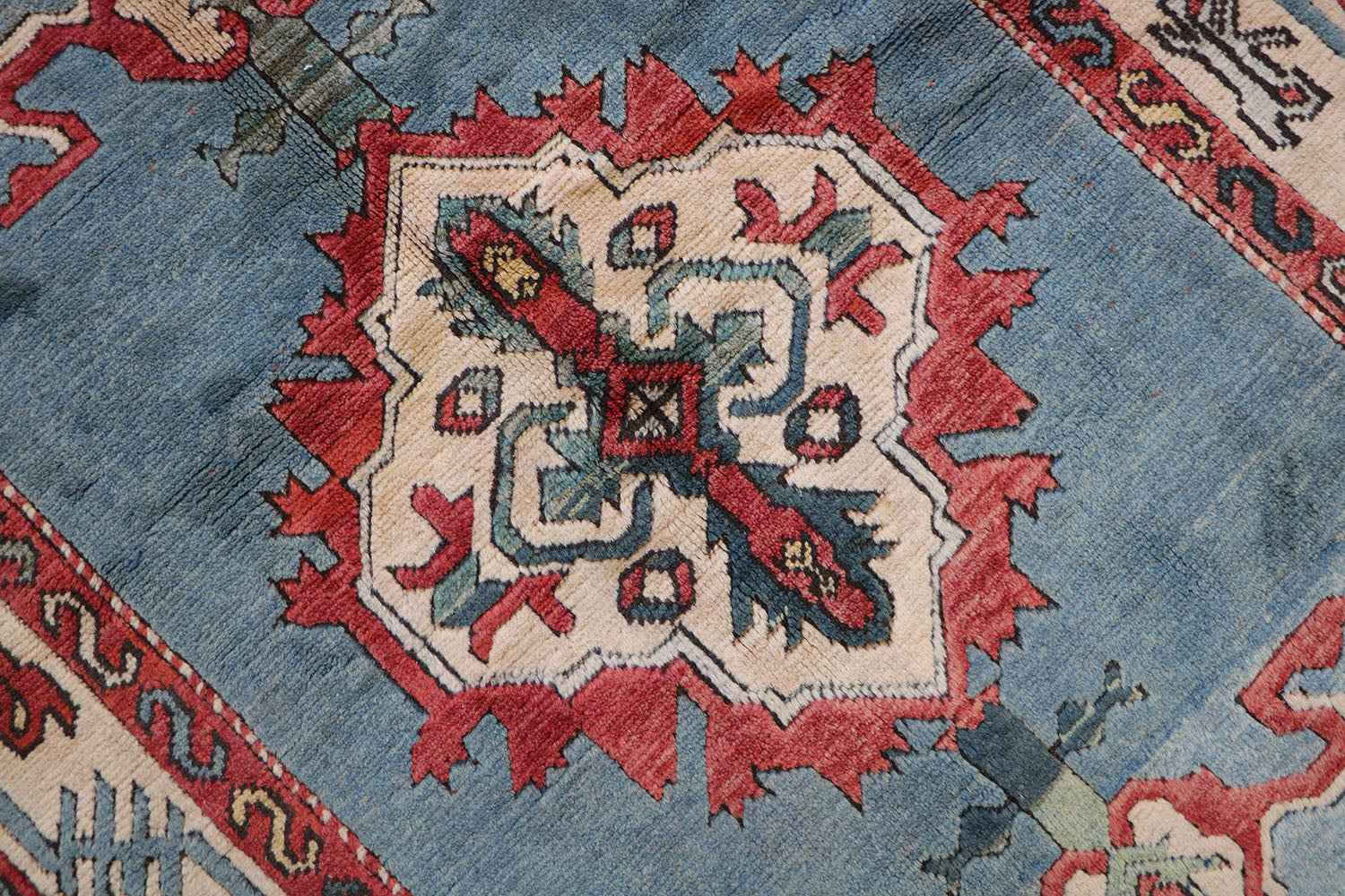 128 x 212 cm Turkish Karz Tribal Wool Rugs Handcrafted Grey Red - Rugoutlet