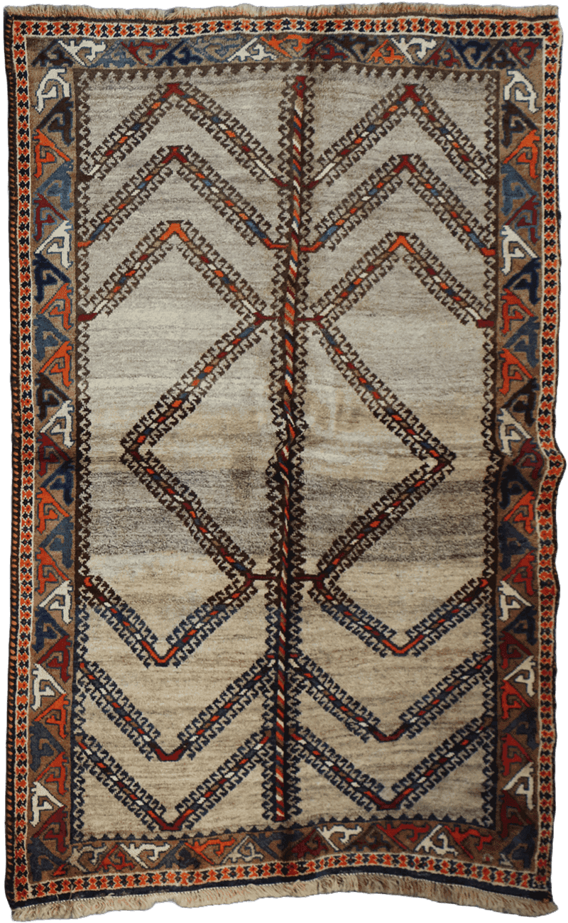 192 x 132 cm Persian Qashqai Tribal Wool Rug Hand-Knotted Beige Colour - Rugoutlet