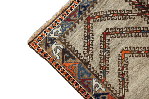 192 x 132 cm Persian Qashqai Tribal Wool Rug Hand-Knotted Beige Colour - Rugoutlet