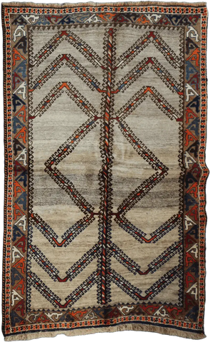 192 x 132 cm Persian Qashqai Tribal Wool Rug Hand-Knotted Beige Colour - Rugoutlet