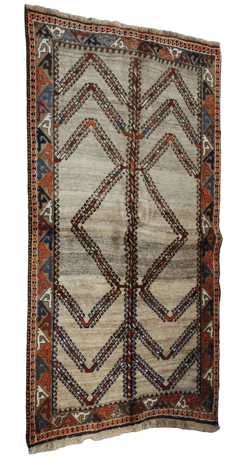 192 x 132 cm Persian Qashqai Tribal Wool Rug Hand-Knotted Beige Colour - Rugoutlet