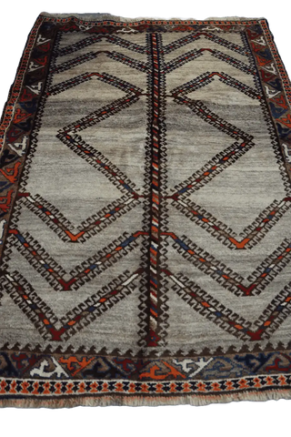 192 x 132 cm Persian Qashqai Tribal Wool Rug Hand-Knotted Beige Colour - Rugoutlet