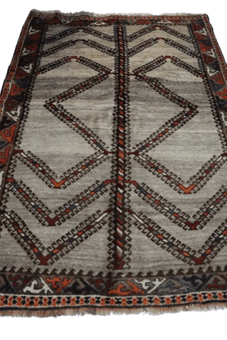 192 x 132 cm Persian Qashqai Tribal Wool Rug Hand-Knotted Beige Colour - Rugoutlet
