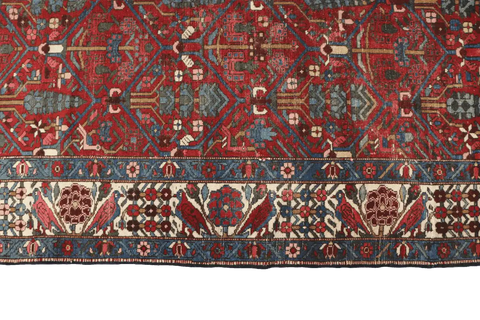 200 x 147 cm Persian Bakhtiar Tribal Wool Rug Hand-Knotted Red Grey Colour - Rugoutlet