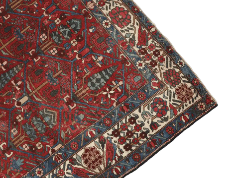 200 x 147 cm Persian Bakhtiar Tribal Wool Rug Hand-Knotted Red Grey Colour - Rugoutlet