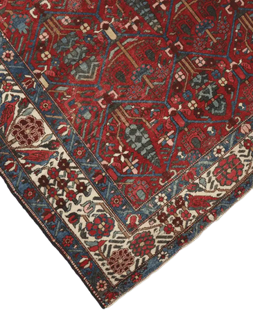 200 x 147 cm Persian Bakhtiar Tribal Wool Rug Hand-Knotted Red Grey Colour - Rugoutlet