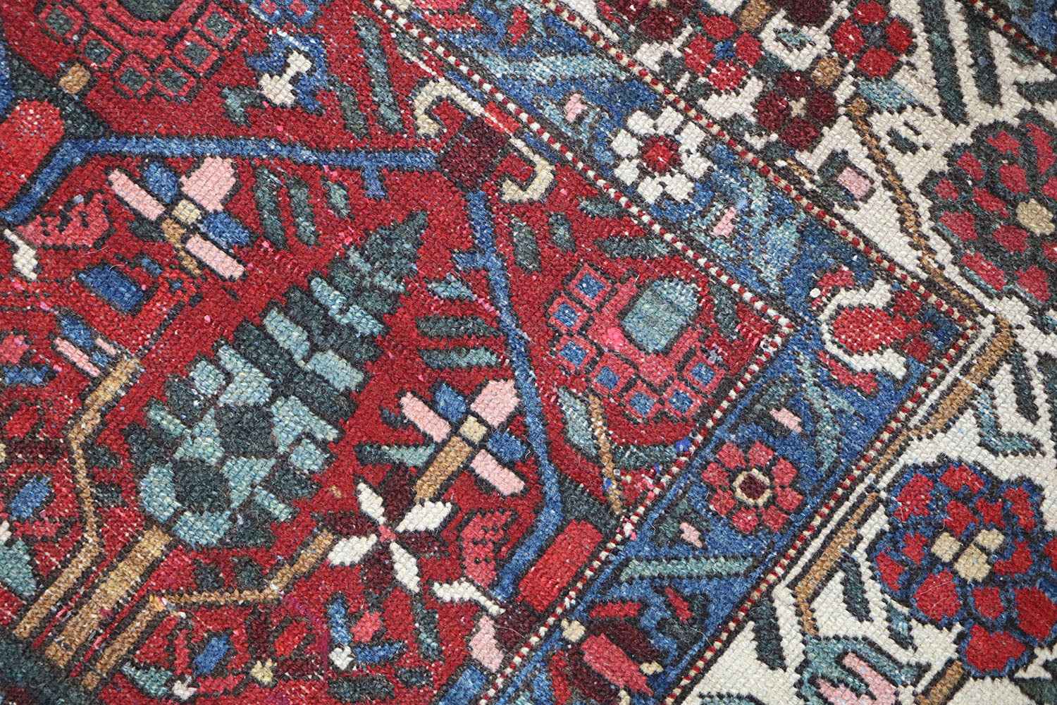 200 x 147 cm Persian Bakhtiar Tribal Wool Rug Hand-Knotted Red Grey Colour - Rugoutlet