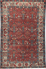 200 x 147 cm Persian Bakhtiar Tribal Wool Rug Hand-Knotted Red Grey Colour - Rugoutlet