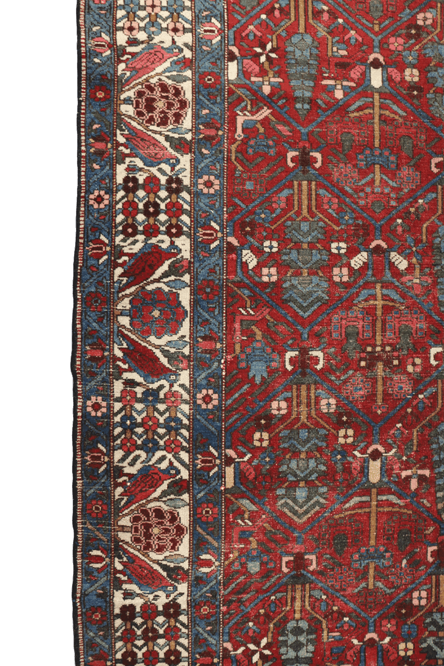 200 x 147 cm Persian Bakhtiar Tribal Wool Rug Hand-Knotted Red Grey Colour - Rugoutlet