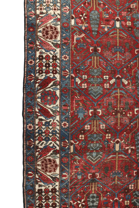 200 x 147 cm Persian Bakhtiar Tribal Wool Rug Hand-Knotted Red Grey Colour - Rugoutlet
