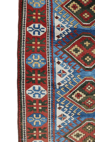 223x134 cm Turkish Karz Wool handmade Red and Blue rug - Rugoutlet