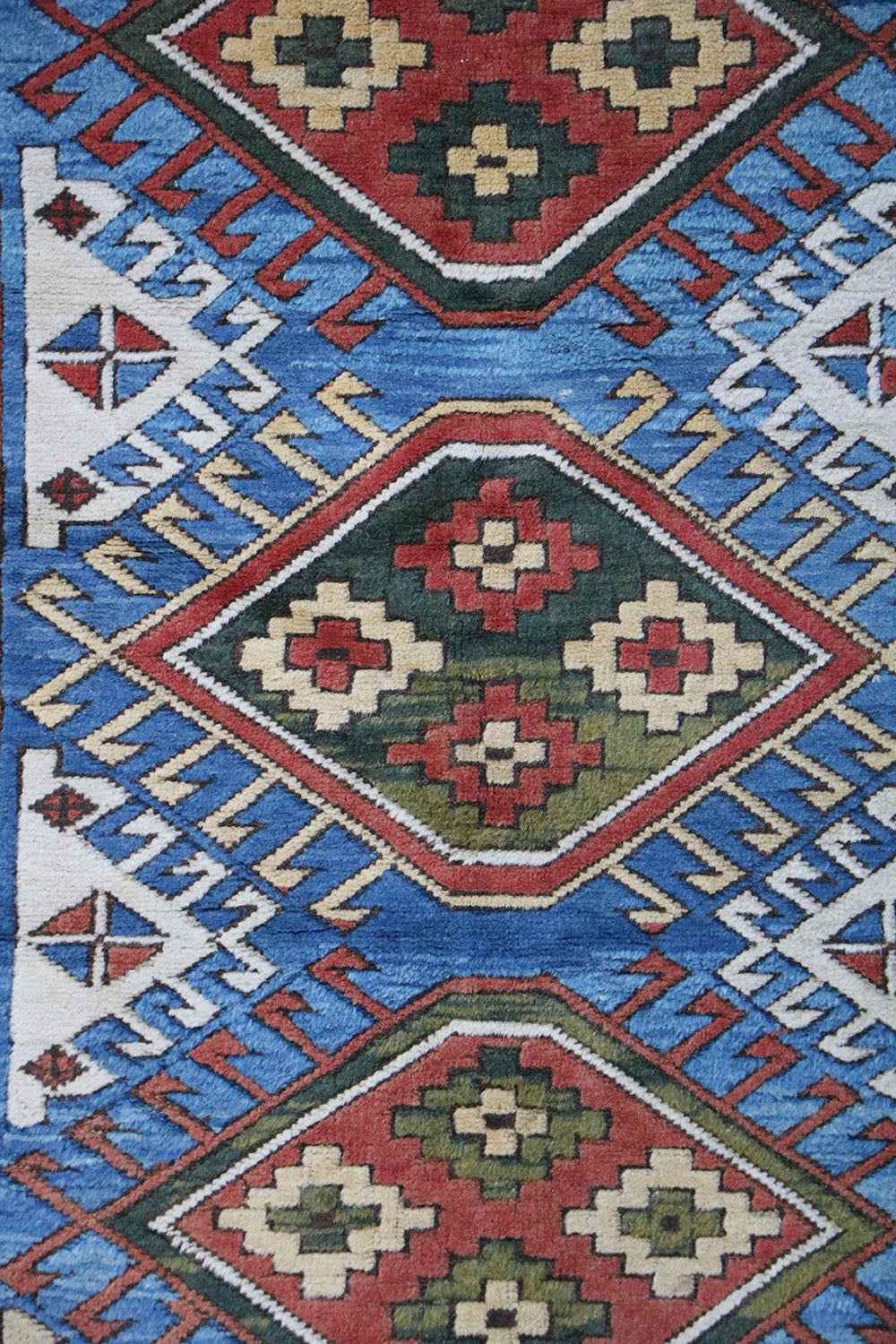 223x134 cm Turkish Karz Wool handmade Red and Blue rug - Rugoutlet