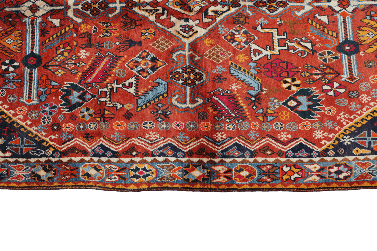 213 x 132 cm Persian Qashqai Tribal Wool Rug Hand-Knotted Multi Colour - Rugoutlet