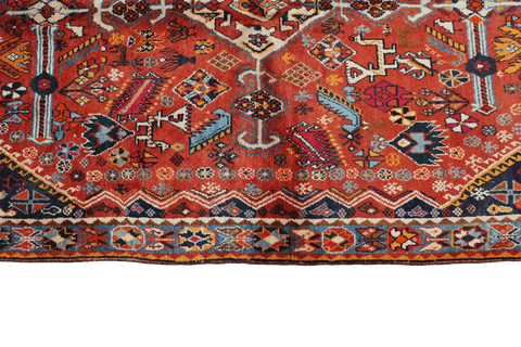 213 x 132 cm Persian Qashqai Tribal Wool Rug Hand-Knotted Multi Colour - Rugoutlet