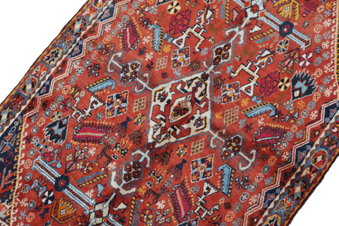 213 x 132 cm Persian Qashqai Tribal Wool Rug Hand-Knotted Multi Colour - Rugoutlet