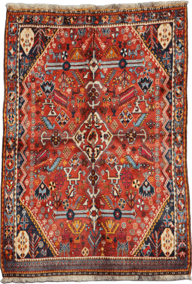 213 x 132 cm Persian Qashqai Tribal Wool Rug Hand-Knotted Multi Colour - Rugoutlet