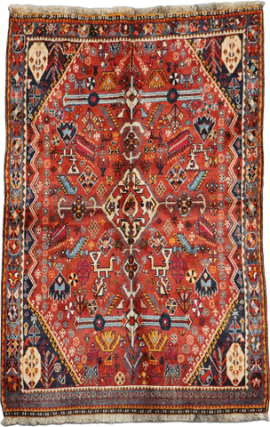 213 x 132 cm Persian Qashqai Tribal Wool Rug Hand-Knotted Multi Colour - Rugoutlet