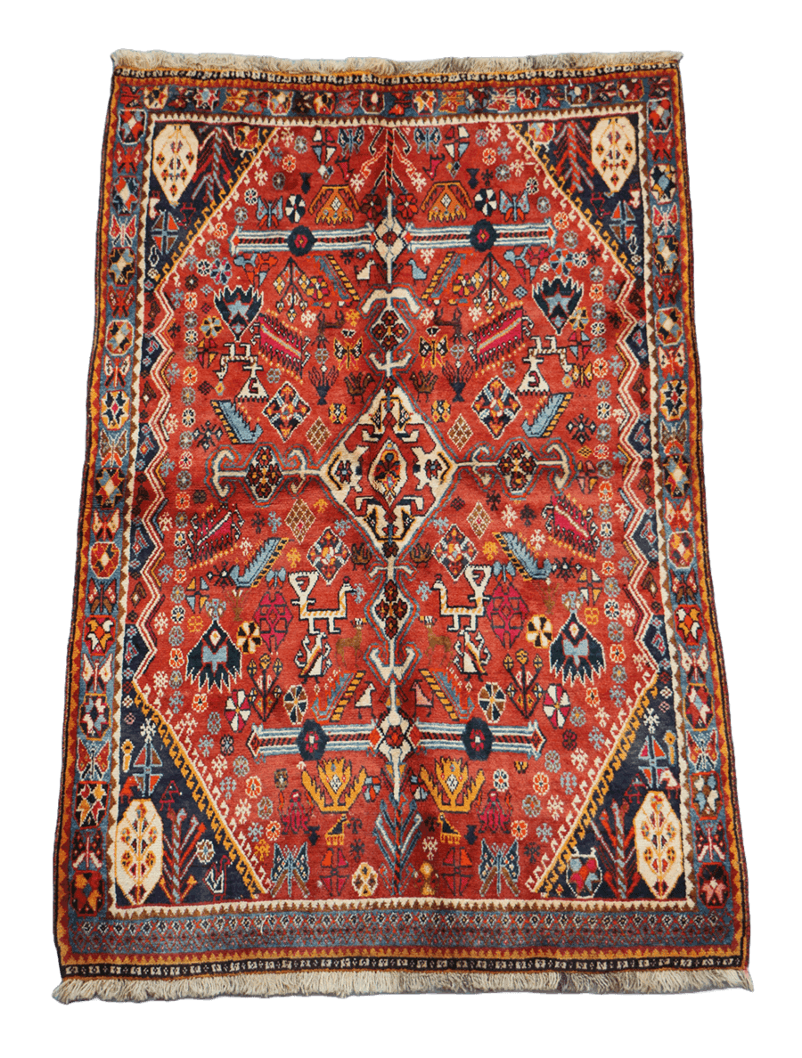 213 x 132 cm Persian Qashqai Tribal Wool Rug Hand-Knotted Multi Colour - Rugoutlet