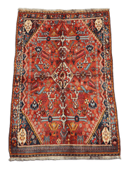 213 x 132 cm Persian Qashqai Tribal Wool Rug Hand-Knotted Multi Colour - Rugoutlet