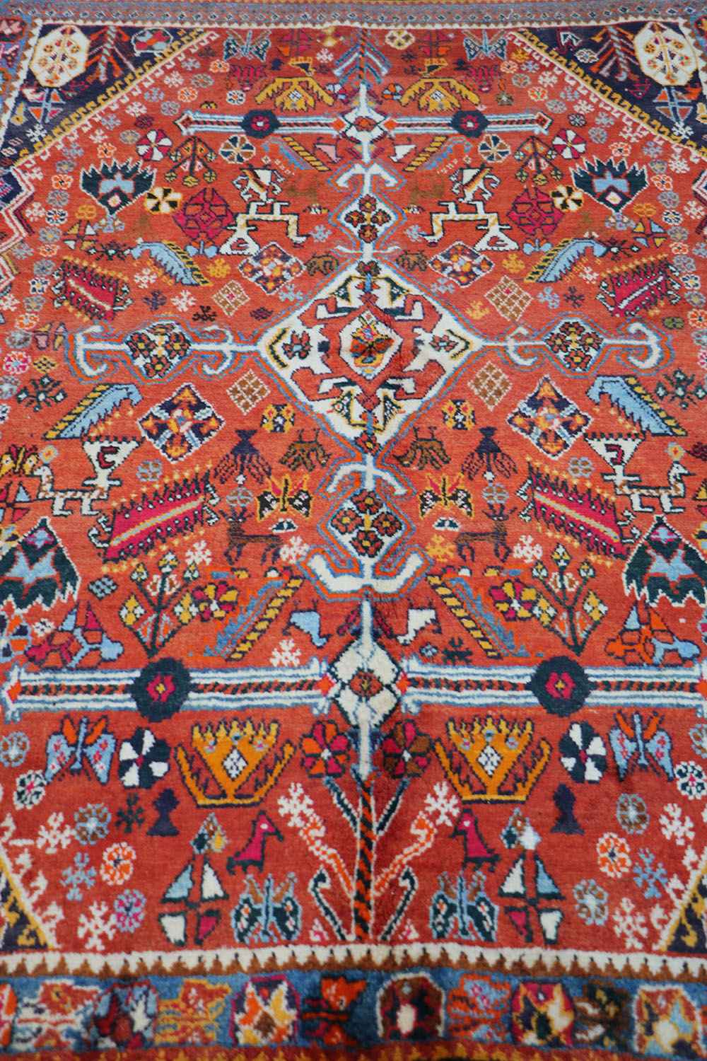 213 x 132 cm Persian Qashqai Tribal Wool Rug Hand-Knotted Multi Colour - Rugoutlet