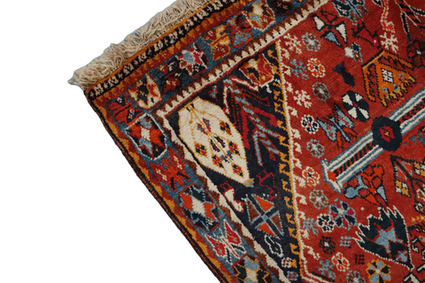 213 x 132 cm Persian Qashqai Tribal Wool Rug Hand-Knotted Multi Colour - Rugoutlet