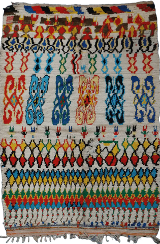 240x165 cm Moroccan Berber Beni Ourain Tribal handmade Wool multicoloured Rug - Rugoutlet