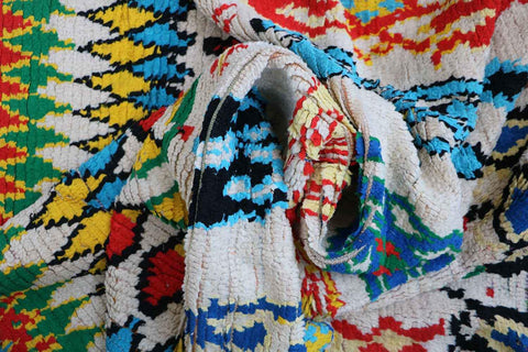 240x165 cm Moroccan Berber Beni Ourain Tribal handmade Wool multicoloured Rug - Rugoutlet
