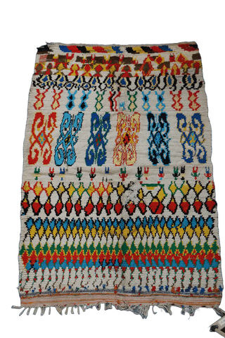 240x165 cm Moroccan Berber Beni Ourain Tribal handmade Wool multicoloured Rug - Rugoutlet