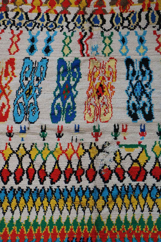 240x165 cm Moroccan Berber Beni Ourain Tribal handmade Wool multicoloured Rug - Rugoutlet
