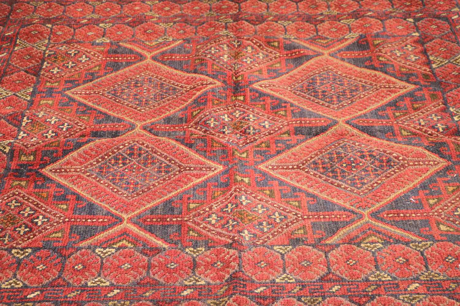 190 x 140 cm Afghan Mushwani Tribal Wool Rug Hand-Knotted Red Colour - Rugoutlet