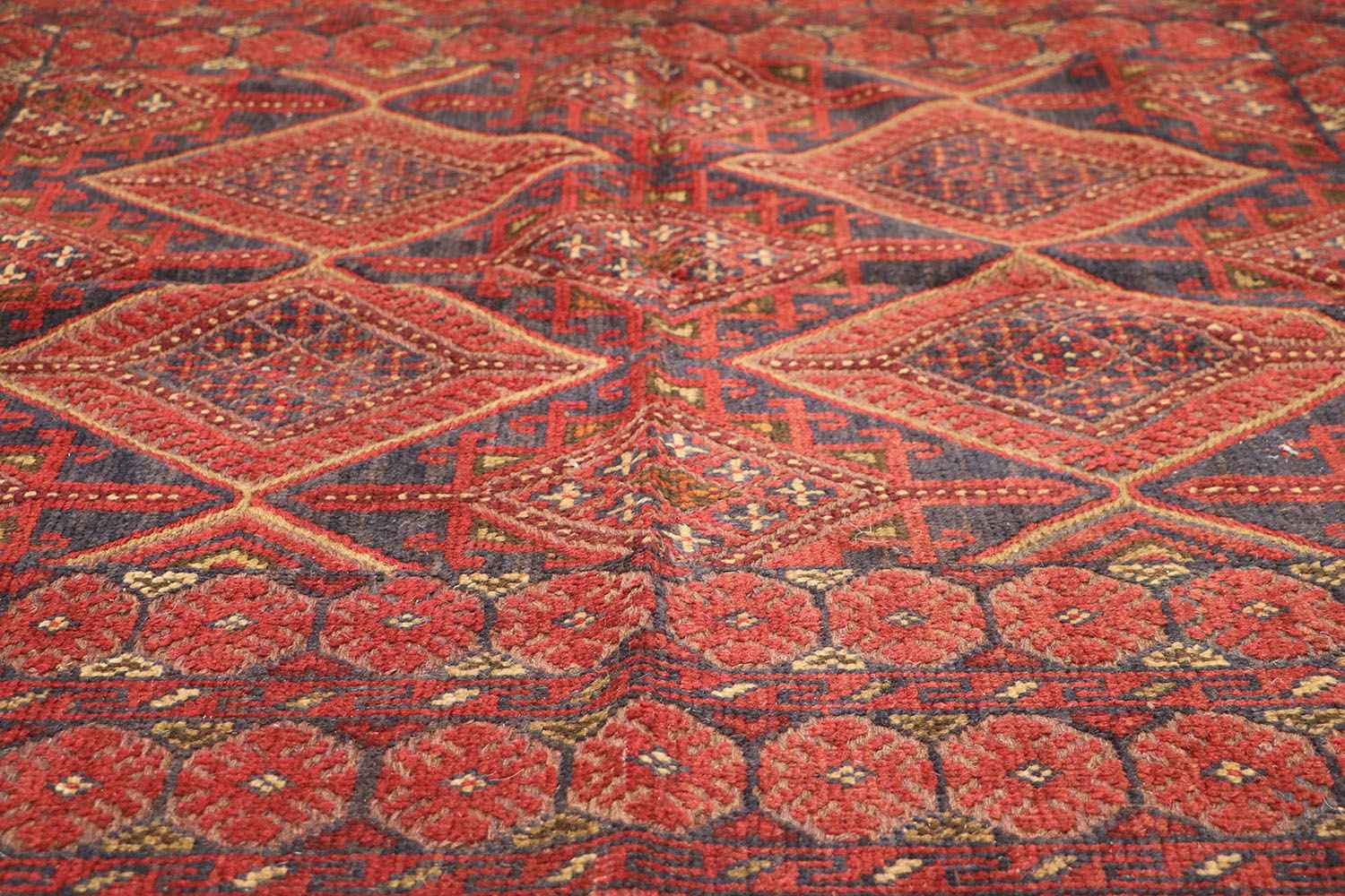 190 x 140 cm Afghan Mushwani Tribal Wool Rug Hand-Knotted Red Colour - Rugoutlet