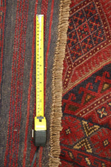 190 x 140 cm Afghan Mushwani Tribal Wool Rug Hand-Knotted Red Colour - Rugoutlet