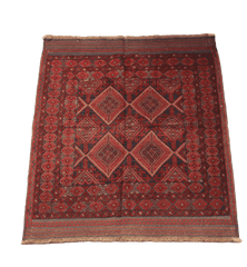 190 x 140 cm Afghan Mushwani Tribal Wool Rug Hand-Knotted Red Colour - Rugoutlet