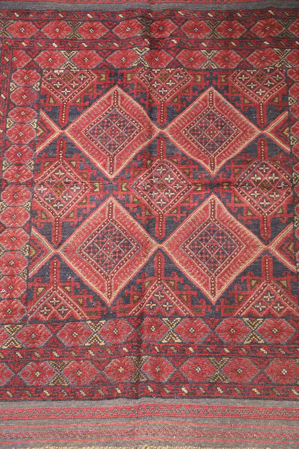 190 x 140 cm Afghan Mushwani Tribal Wool Rug Hand-Knotted Red Colour - Rugoutlet