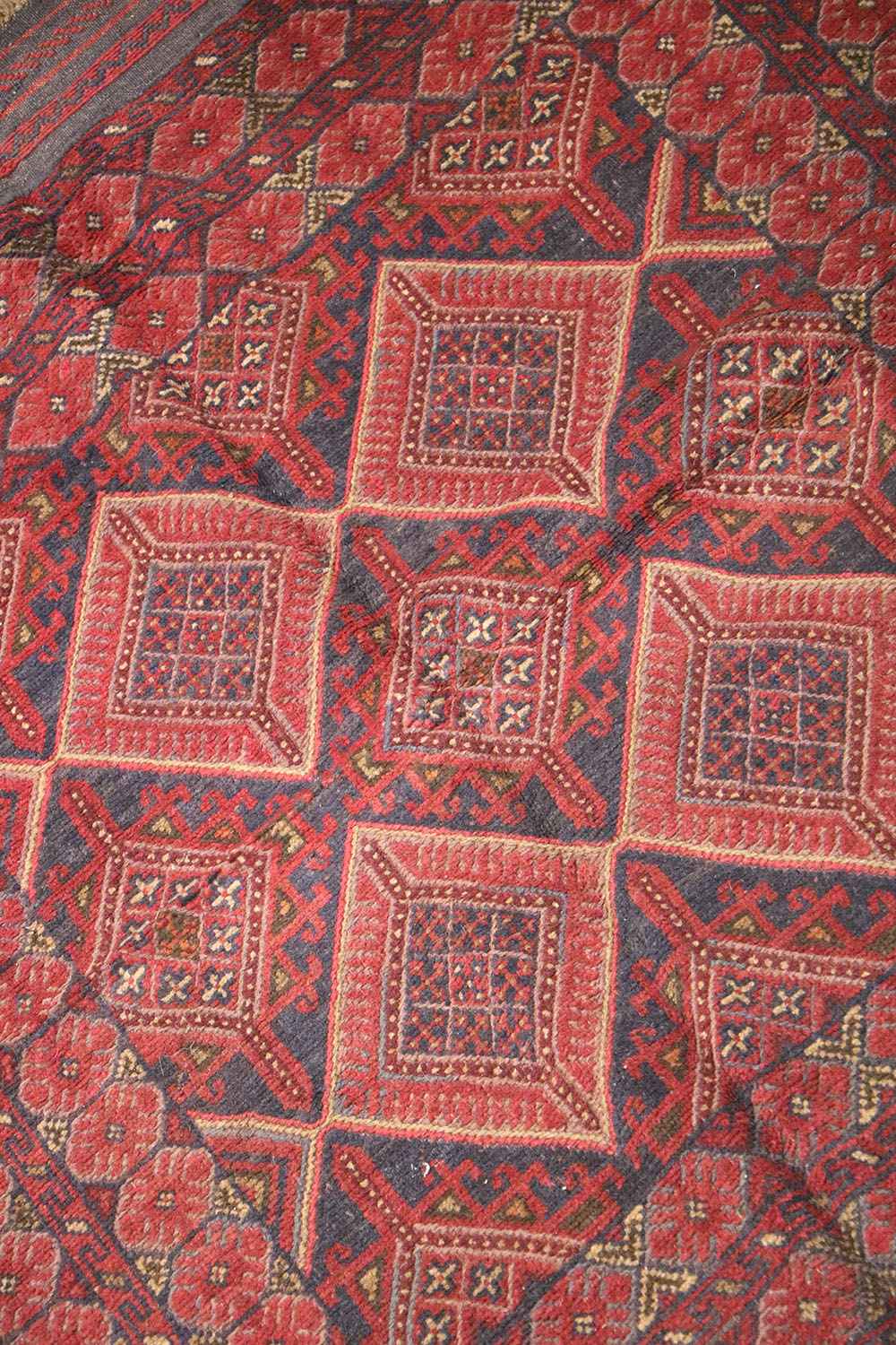 190 x 140 cm Afghan Mushwani Tribal Wool Rug Hand-Knotted Red Colour - Rugoutlet