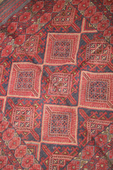 190 x 140 cm Afghan Mushwani Tribal Wool Rug Hand-Knotted Red Colour - Rugoutlet