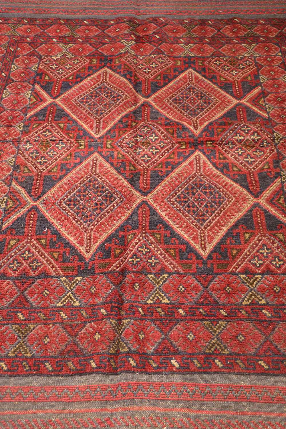 190 x 140 cm Afghan Mushwani Tribal Wool Rug Hand-Knotted Red Colour - Rugoutlet