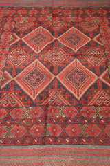 190 x 140 cm Afghan Mushwani Tribal Wool Rug Hand-Knotted Red Colour - Rugoutlet