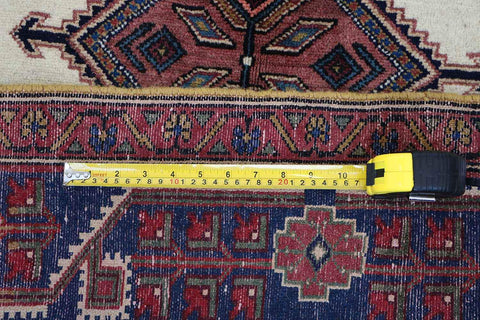 200 x 152 cm Persian Yalameh Tribal Wool Rug Hand-Knotted Beige Blue Colour - Rugoutlet