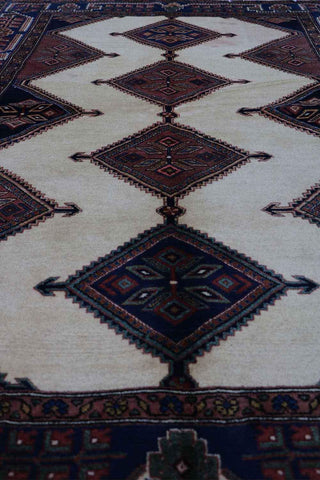 200 x 152 cm Persian Yalameh Tribal Wool Rug Hand-Knotted Beige Blue Colour - Rugoutlet