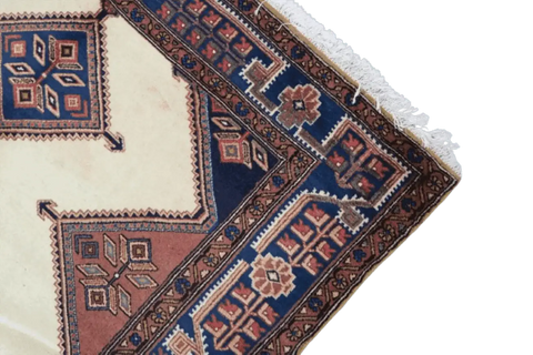 200 x 152 cm Persian Yalameh Tribal Wool Rug Hand-Knotted Beige Blue Colour - Rugoutlet