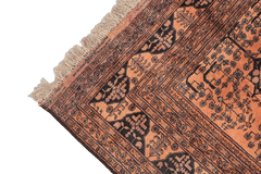 198 x 132 cm Old Afghan Tribal Wool Rug Hand-Knotted Brown Colour - Rugoutlet