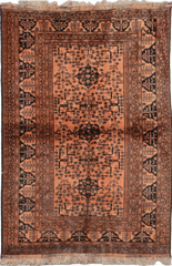 198 x 132 cm Old Afghan Tribal Wool Rug Hand-Knotted Brown Colour - Rugoutlet